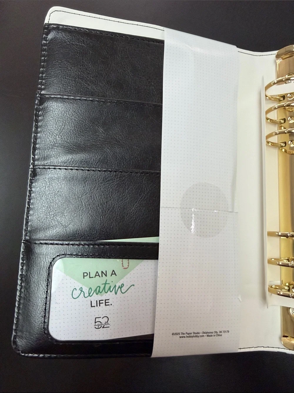 Agenda White Planner Binder with Black Bow Pattern